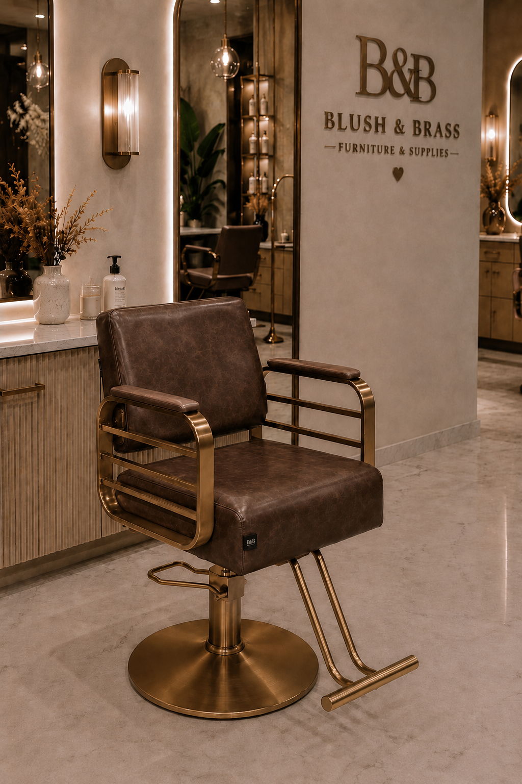 The Valencia Styling Chair – Espresso & Brass